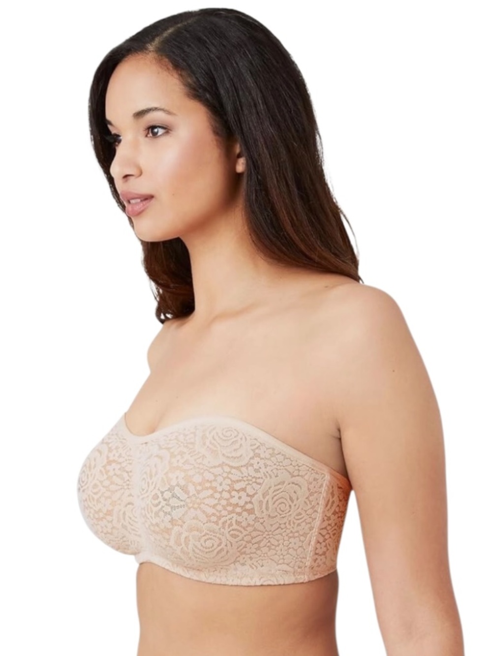 The Wacoal Halo Lace Strapless Underwire Bra in Natural Nude is a stylish and su - Picture 2 of 3